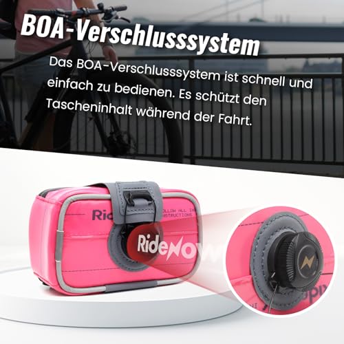 Sacoche de selle vélo 0,6 l imperméable compacte rose avec BOA