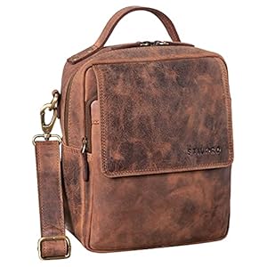 STILORD ‘Gideon’ Schoudertas Heren Leer Vintage Kleine Messenger Bag Herentas voor 10 Inch Tablets Mannen Crossbody Tas Handtas Gemaakt van Echt Leer, Kleur:aneto – bruin