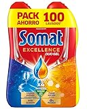 Somat Excellence Gel Frescor Anti-Olor (100 lavados), detergente lavavajillas desengrasante, lavavajilla líquido automático en botella, jabón para platos con vinagre