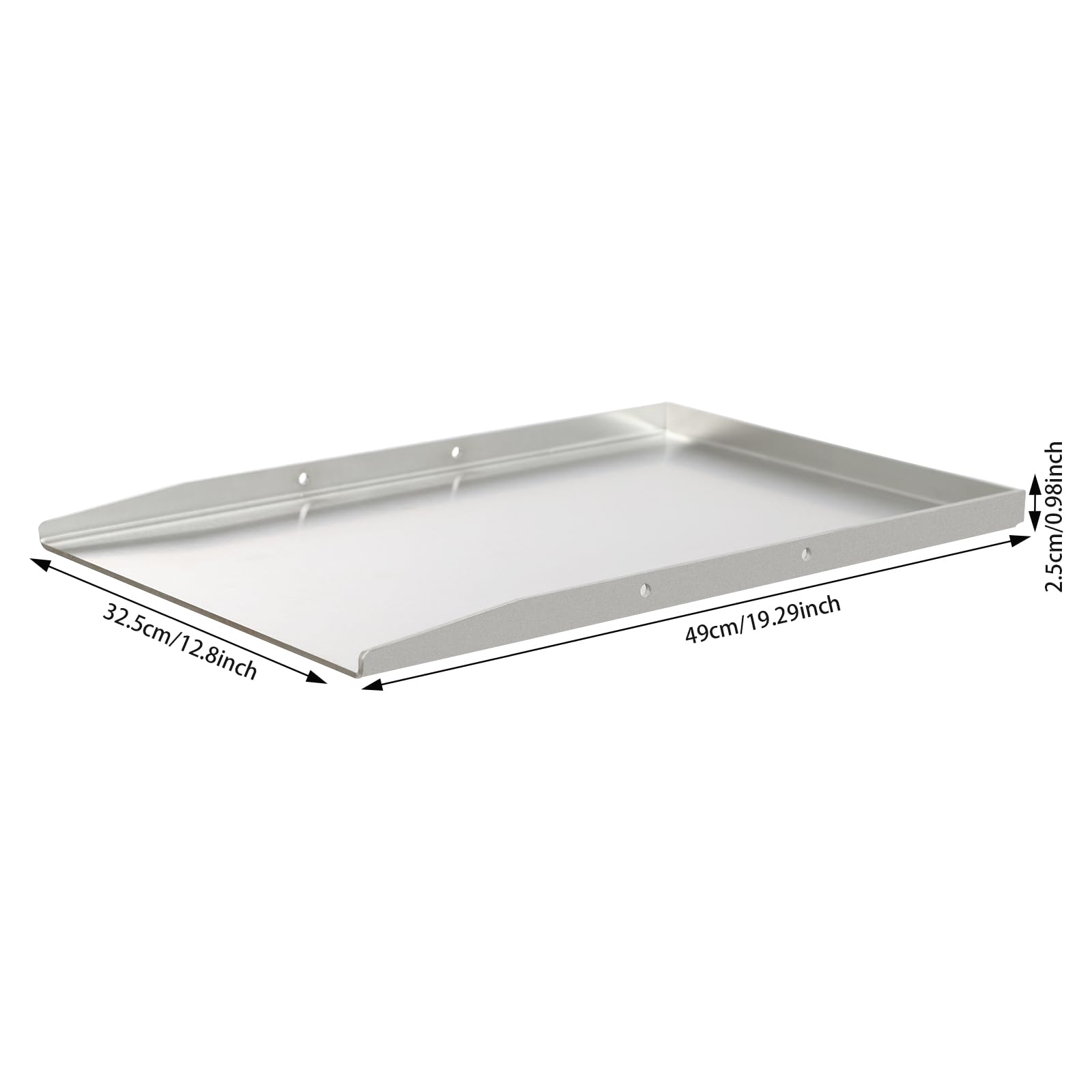 Grillplatte aus Edelstahl, Grill Plate Universal BBQ Grill Tray mit 2 Praktische Griffe, für den Einsatz beim Grillen Camping Wandern Party, Silber (49x32.5cm)