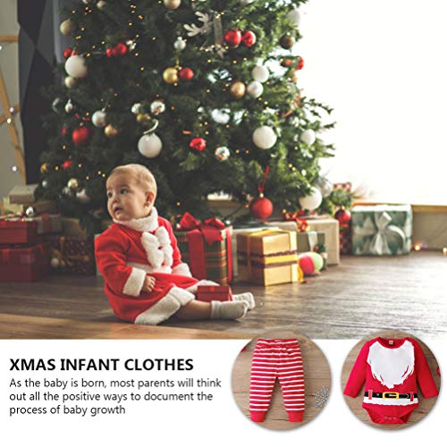 ABOOFAN 3 Stks Voor 1 Set Baby Santa Outfit Pasgeboren Baby Baby Jongen Meisje Kerst Outfits Baby Romper Met Kerstman Hoed Kerst Kostuum Pak Foto Props L - Afbeelding 4