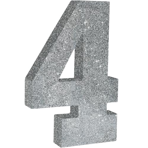 Chiffre 4 paillettes argentées haut de gamme pour centre de table élégant
