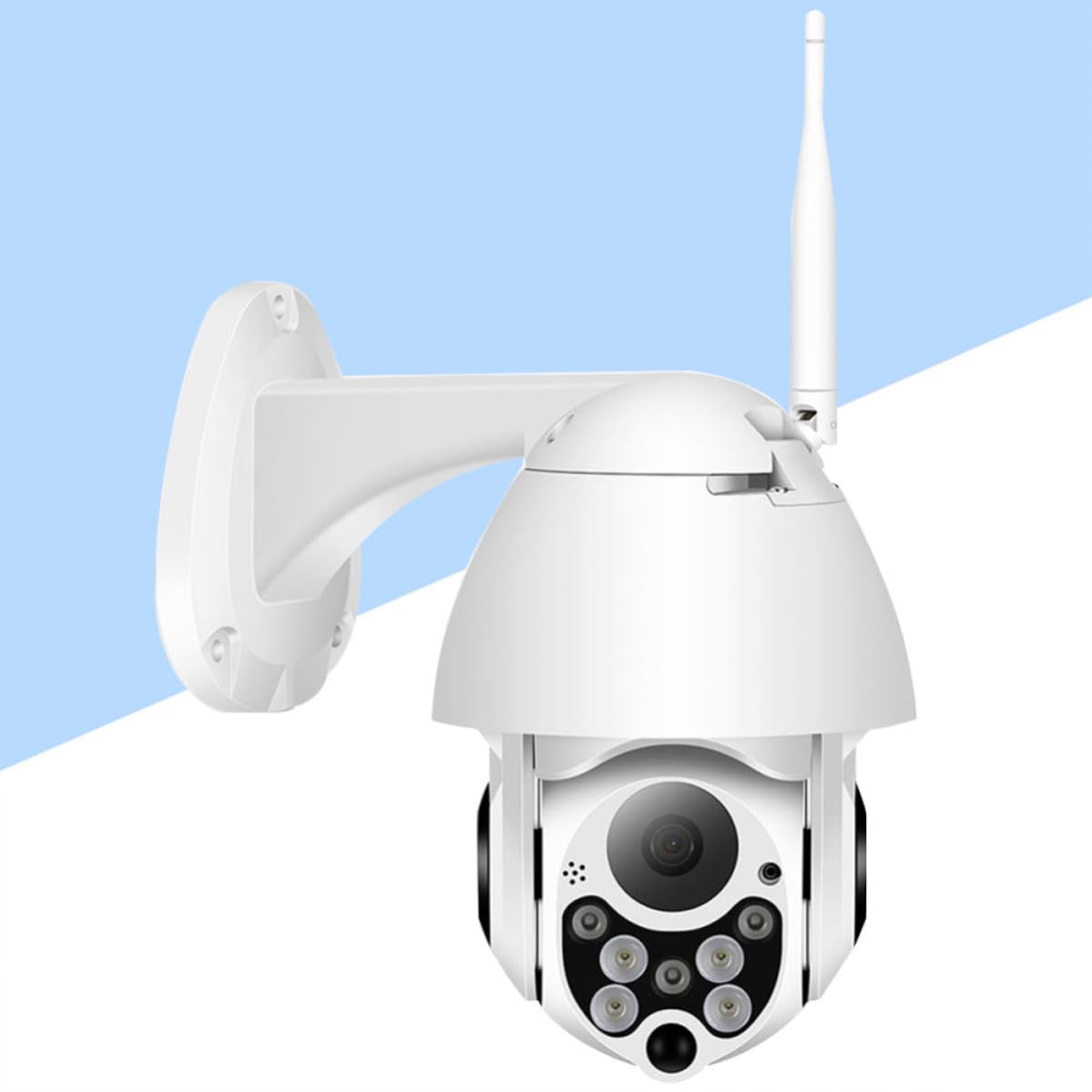 FRCOLOR Caméra sans Fil Extérieure Étanche Audio Bidirectionnel et Rotation Panoramique 320°, Compatible Maison et Surveillance des Personnes Âgées, Plastique Blanc