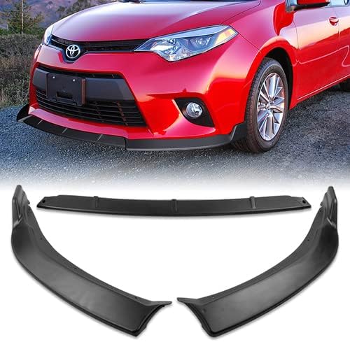 3 Pieces Front Bumper Lip Spoiler Splitter Side Body Kit Trim Protection Compatible with 2014-2016 Toyota Corolla Base L LE Model, 2015 (Painted Black)