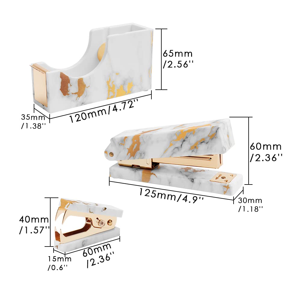 Marmo Gold Line Print Gold Staples Remover Tape Dispenser Holder Set Office Desk Manuale Executive Cancelleria Kit regalo per accessori desktop Forniture