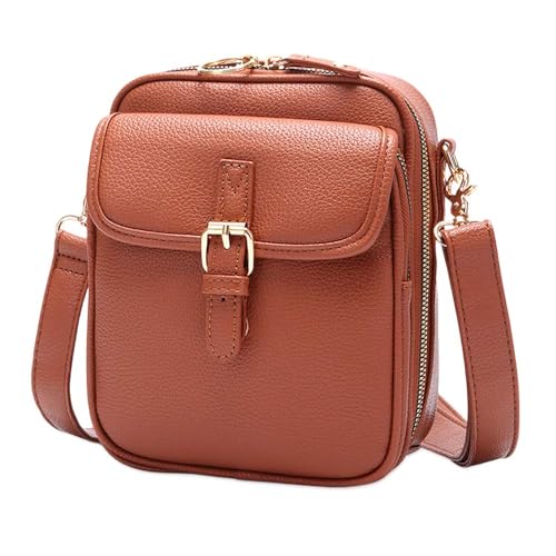 hoehew Crossbody Leather Bag for Women, Multi-Slot Multifunctional Large Capacity Bags Adjustable Shoulder Bags (brown)