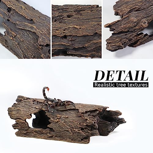 Image of Fish Tank Decorations - Large Aquarium Decorations Air Bubbler Tree Fish House for Betta Hideout Caves Buddha Decor Temple Ruins Arched Betta Fish Accessories Reptile House Shelter Decor (Wood A-L)
