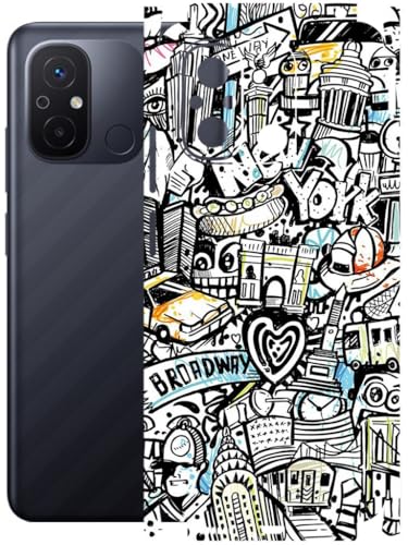 Image of AtOdds - Full Body Back Screen Guard Protector Film - Lamination Wrap Skin Sticker Compatible with REDMI 12C | Scratchproof Matte Finish (Graffiti 26)