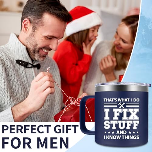 Taza Fufendio para papá 14 oz con frase 'I Fix Stuff and I Know Things' miniatura 3