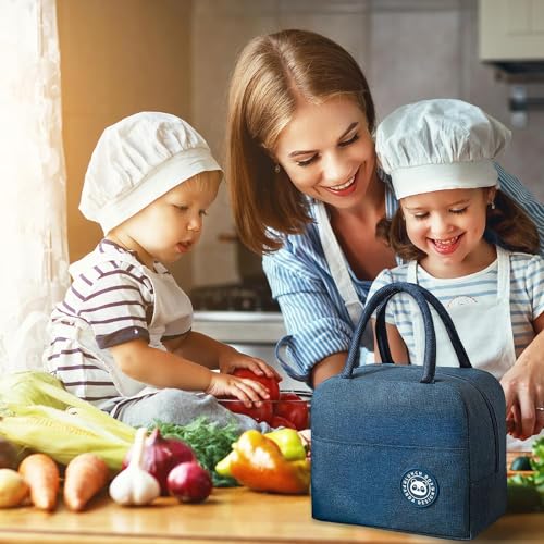 Image of Cotton Insulated Lunch Box Bag for Men & Lunch Bags for Office Women, Leakproof Tiffin Bag, Durable Lunch Box Bag for Adults (Blue), 5 Liters