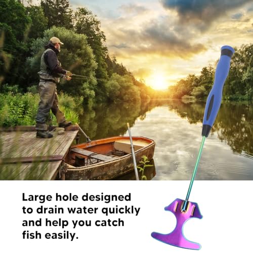 Cebo de camarón de acero inoxidable plegable con mango rojo ergonómico para drenaje eficiente 6