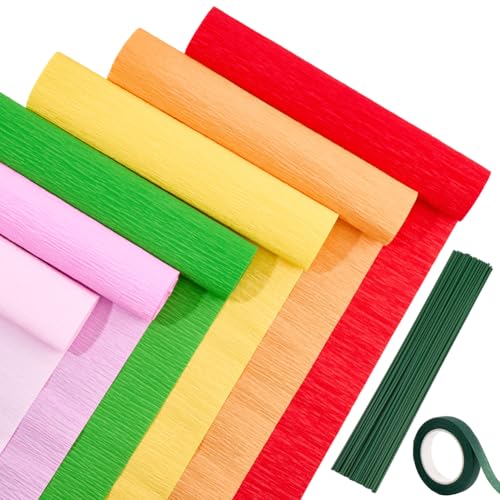 Papier crépon pour fabriquer des fleurs artificielles kit complet avec tiges