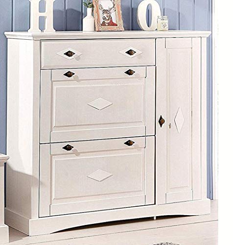 Image of APRODZ Mango Wood Azee Shoe Cabinet for Home | Shoe Rack Organiser | White Finish