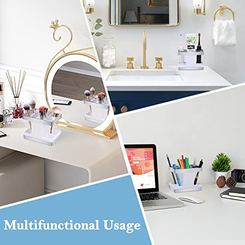 Chintu Tooth Brushing Holder - Anti-Slip Toothbrush Organizer Toothbrush Caddy For Bathroom Counter, 5 Slots Toothbrush And Toothpaste Holder For Family Kids Bathroom Countertop Cabinet - White/Silver #TOP5