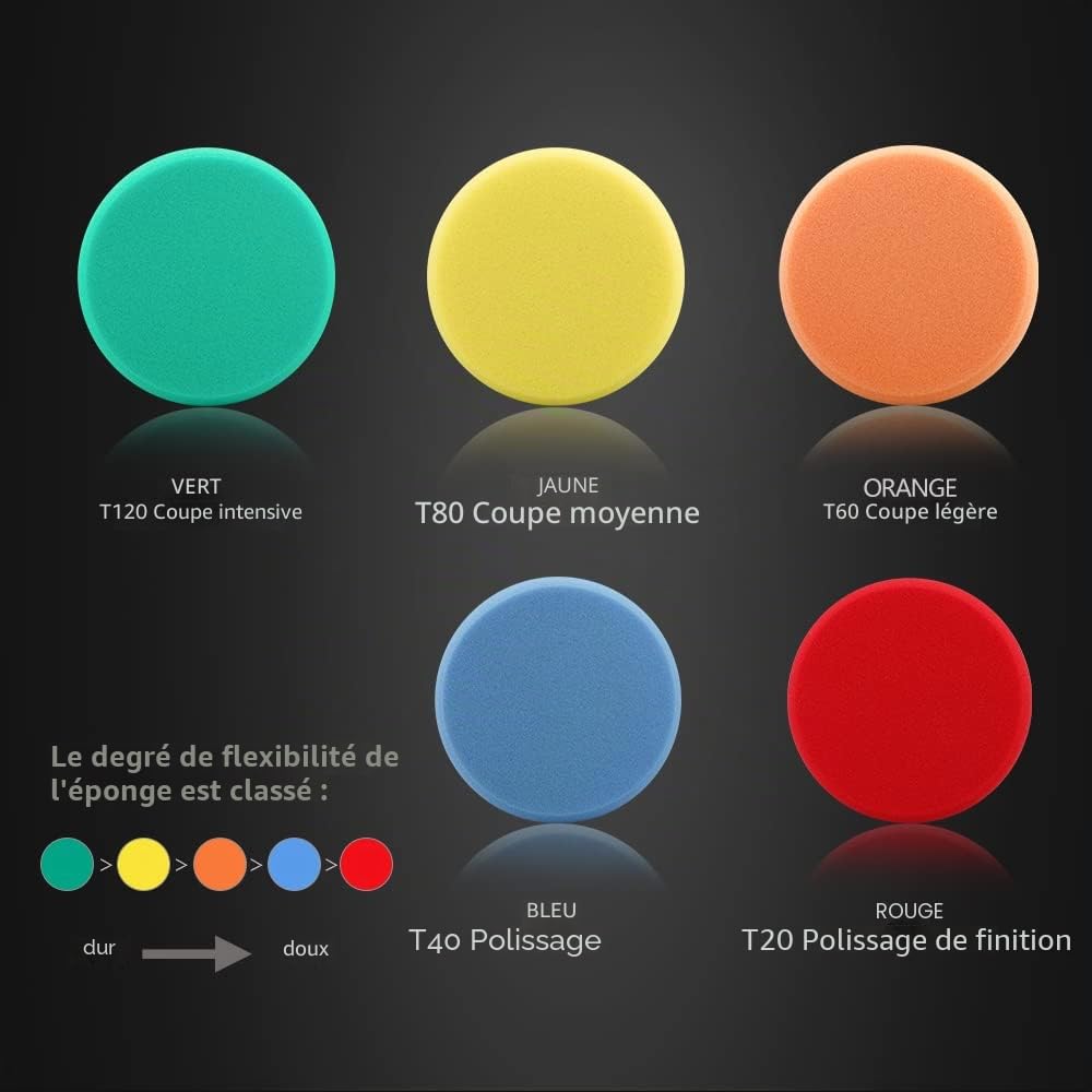 Kit De 8 Pads De Polissage 125 Mm SIQUK – éponges à Polir Pour Surfaces