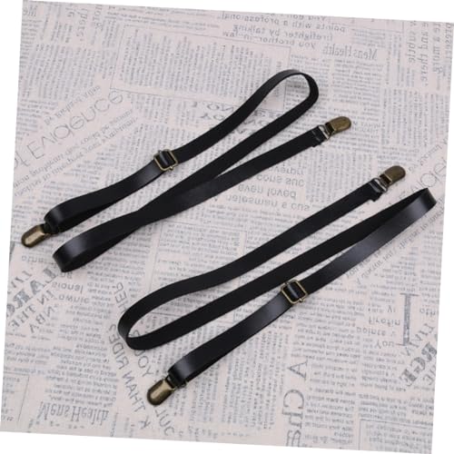 FRCOLOR 2Pcs Adjustable Elastic Braces Pants Straps for Non Slip PU Leather Trousers Suspenders with Strong Clips for Boys and Durable Design3