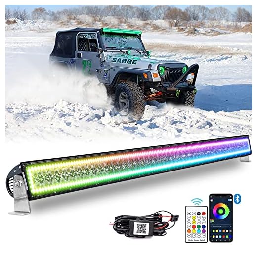 Nicoko 52" 300w Straight LED Light bar with Chasing RGB Halo 10 Solid Color Over 72 Modes Spotlights Off Road Lights Driving Lights Fog Lights LED Work Light with mounting Brackets Wiring Harness