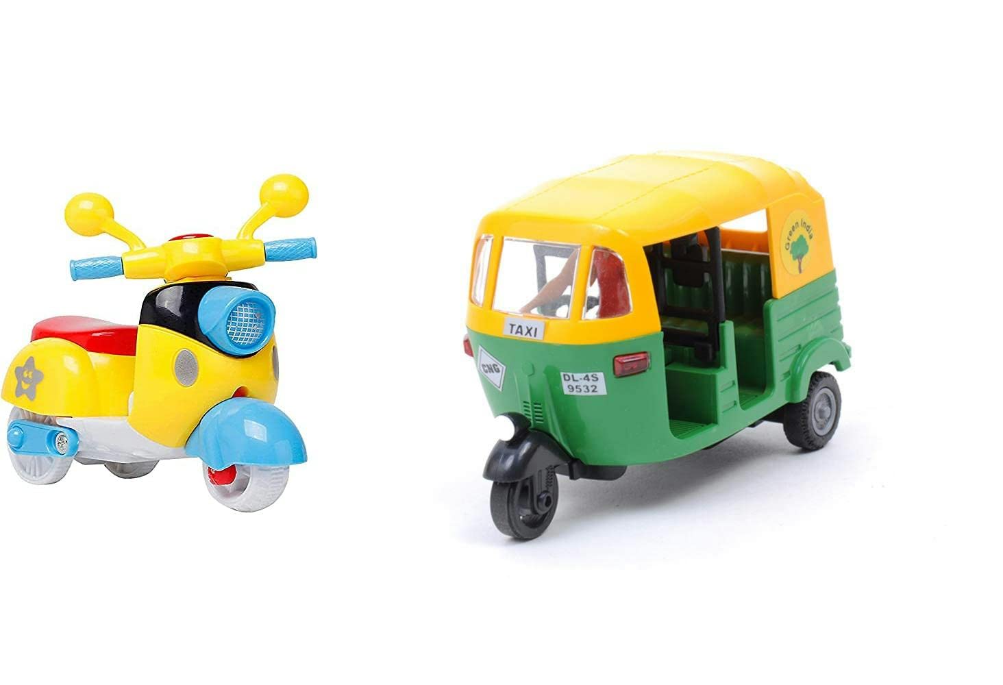 Tzoo Technology and You Pull Back Action Mini Scooter & CNG Auto Rickshaw Toys | Friction Powered Miniature Vehicle Toys Set | Ideal Gift for Kids - Multicolor (Pack of 2) (B0B56F6KWT) Amazon Price History, Amazon Price Tracker