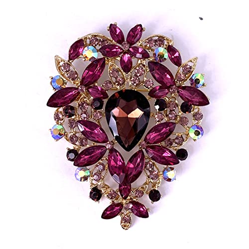 Image of SELOVO Leaf Bouquet Scarf Big Brooch Pin Broach Crystal Jewelry