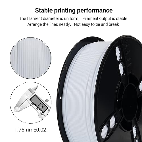 Image of Kingroon PA6 Nylon 3D Printer Filament 1.75mm, 1kg White Filament, High Strength Filament for Engineering Parts, Dimensional Accuracy + /- 0.03mm