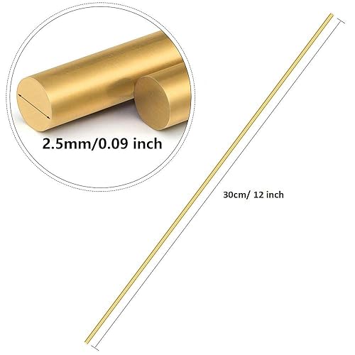 Miniatura 2 de 15 barras de latón macizo de 0.098 in/3/32 pulgadas, kit de barra de torno de latón, stock redondo de latón de 0.098 in/3/32 pulgadas de diámetro