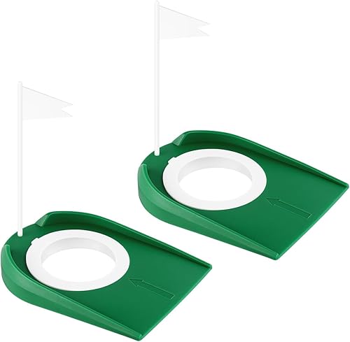 Paquete de 2 tazas de golf con bandera para interior con agujero de golf para entrenamiento
