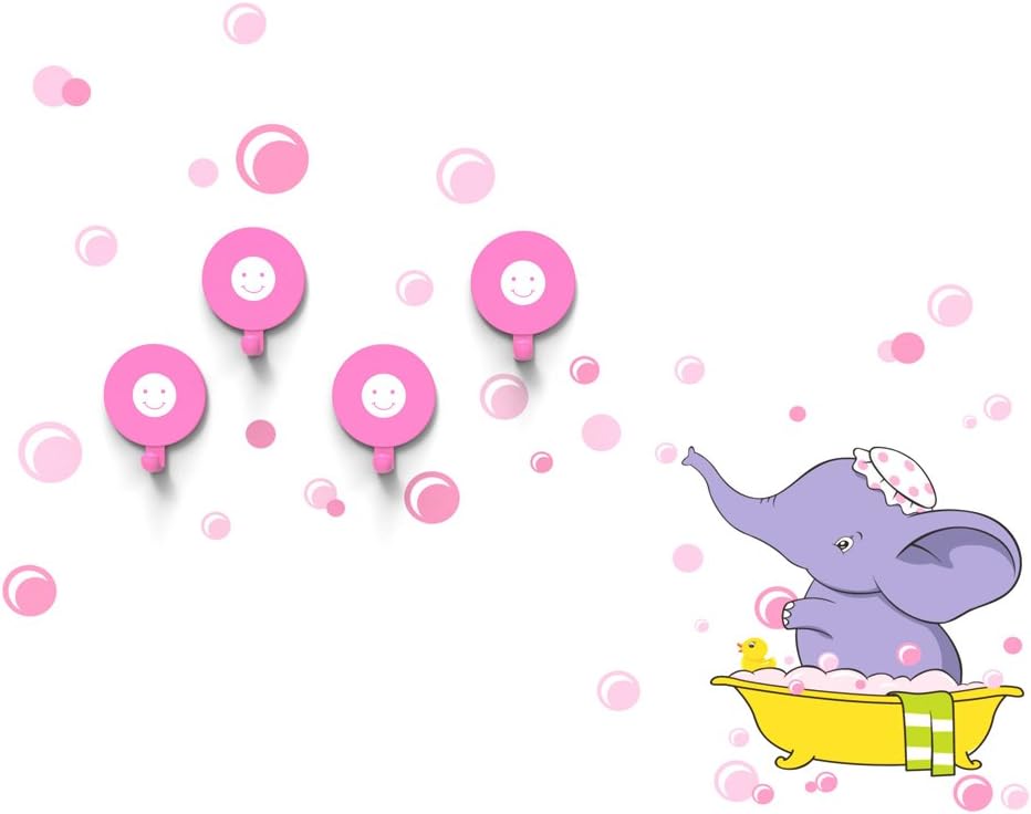 WallElf (TM) Removable Peel and Stick Nursery Wall Decals with Durable Coat Hooks (Elephant Style)