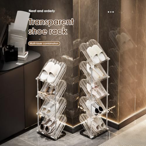Image of Cortina Shoe Rack Vertical Shoes Racks for Entryway Corner Shoe Storage Organizer for Small Spaces Transparently Tall Slim Shoe Shelf for Front Door Entrance Living Room - 5 Layer