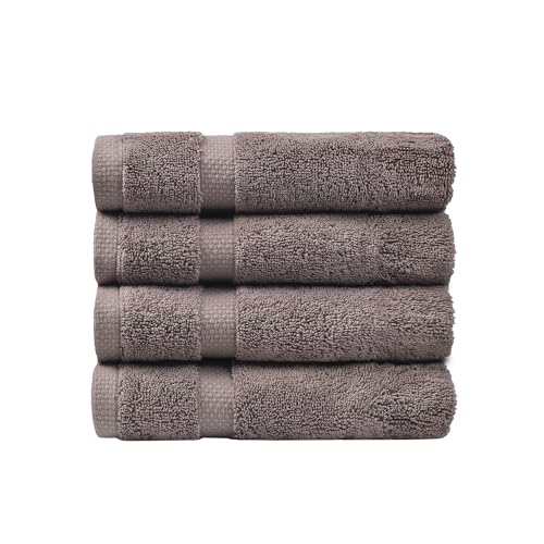 SOFE H&L | Olea Plush Turkish Cotton Hand Towels, Set of 4 | Dark Gray