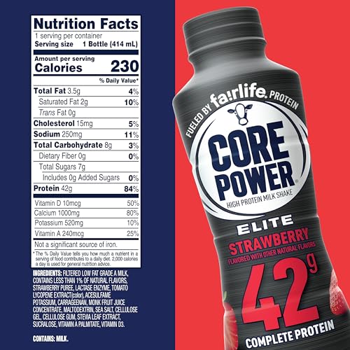 Core Power B0855NBDH3-5 Fairlife Elite 42G High Protein Milk Shake Bottle , Ready To Drink For Workout Recovery, Strawberry thumb #5