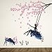 ufengke Chica en Árbol Swing y Silueta de Alces Pegatinas de Pared con Mariposas Rosadas Decorativo Extraíble DIY Vinilo Pared Calcomanías para Sala de Estar, Dormitorio Mural