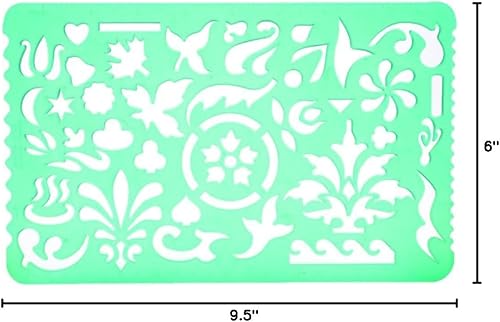 Miniatura 10 de Juego de 2 plantillas de plástico para plantillas, regla de dibujo con varios diseños recortados para proyectos de arte y manualidades, dibujo