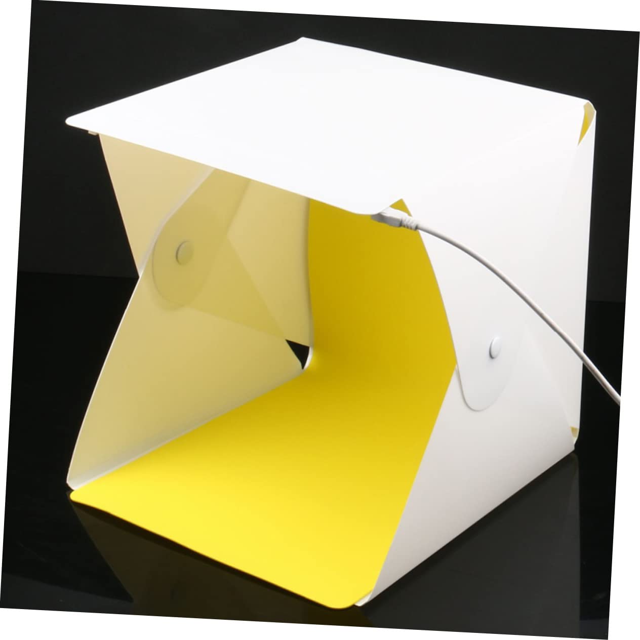 Mini Box Fotografico Pieghevole Abs Bianco Doppia Luce LED | 6 Sfondo Inclusi, Antiriflesso per Scarpe e Giocattoli, Studio Compatto per Riprese Prodotto
