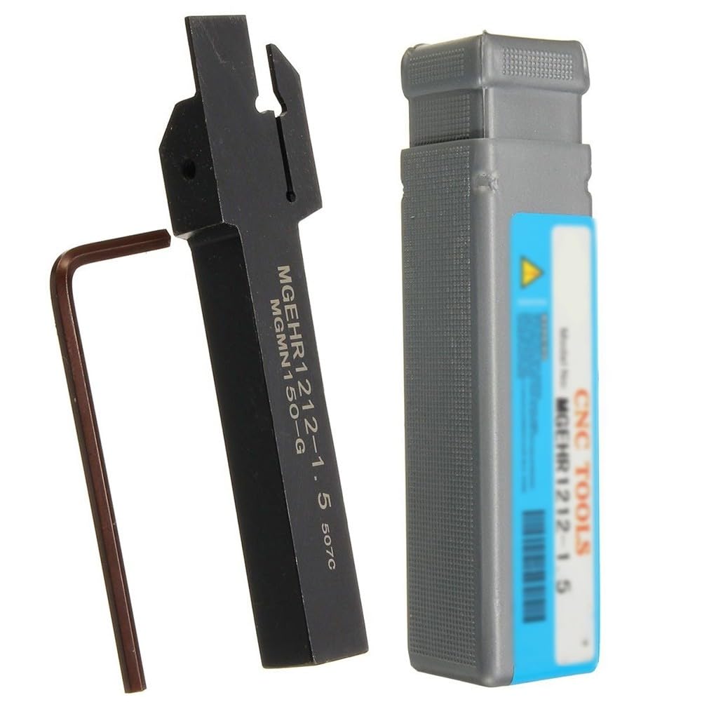 Hunricho 1 stuk 3/8-inch schacht MGEHR1010-2 Hoogwaardige draaibank-steek-afstechgereedschapshouder met 10 stuks MGMN200 wisselplaten voor het insteken van staal (MGEHR1010-2 MGMN200