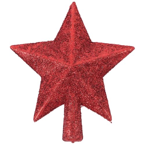 TENDYCOCO 4.5inch Christmas Tree Top Star Red Glittered Mini Star Tree Topper for Christmas Decor Christmas Tree Five-Pointed Star Christmas Decoration