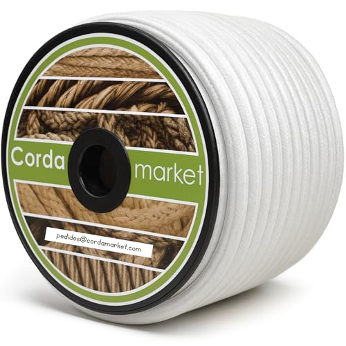 CORDAMARKET+Goma Elástica, Cordón Elástico Resistente para Toldos Náutica Camping y Exteriores+Adulto Unisex+Blanca+10 mm +× 25 m