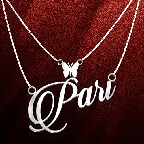 Image of Pari Cursive Gold & Silver Name Pendant Necklace, Best Jewelry Gift for Girls.