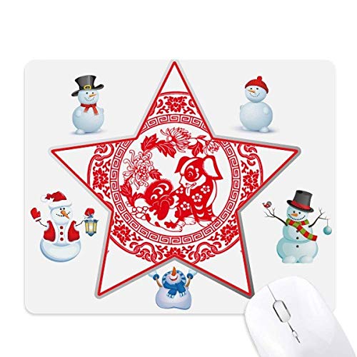 Tapis de souris de Noël chinois antidérapant bonhomme de neige pour éviter la fatigue
