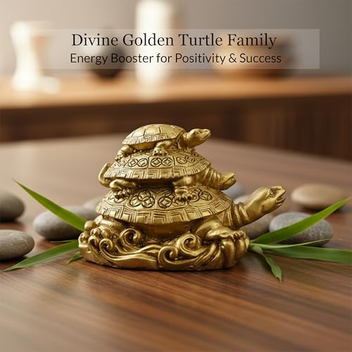 Image of ZAICUS Feng Shui Turtle Showpiece for Home Decor | Golden Tortoise Statue | Wealth, Prosperity & Good Luck | Vastu Decorative Figurine for Office Desk, & Gifting