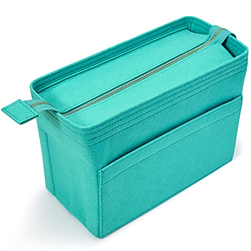 Vercord Felt Zipper Handbag Tote Purse Duffel Backpack Organizer Insert Lake Blue Medium