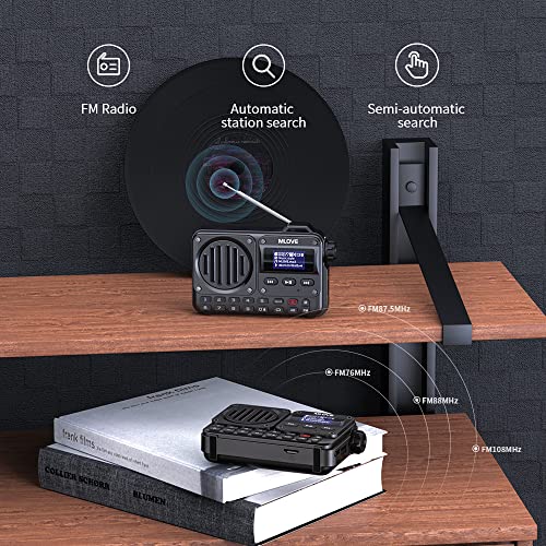 Image of MLOVE BV800 Bluetooth Speaker, Wireless Speaker Portable Bluetooth Speaker with FM Radio and Supports a Micro SD Card & USB Memory, Black