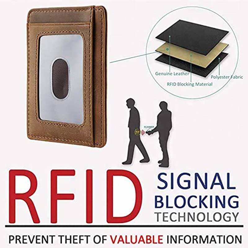 Custom Engraved Mens Rfid Blocking Front Pocket Thin Wallet Slim Minimalist Leather Credit Card Holder Wallets RFID Blocking Personalized Gift for Men Him Father's Day Husband Boyfriends3