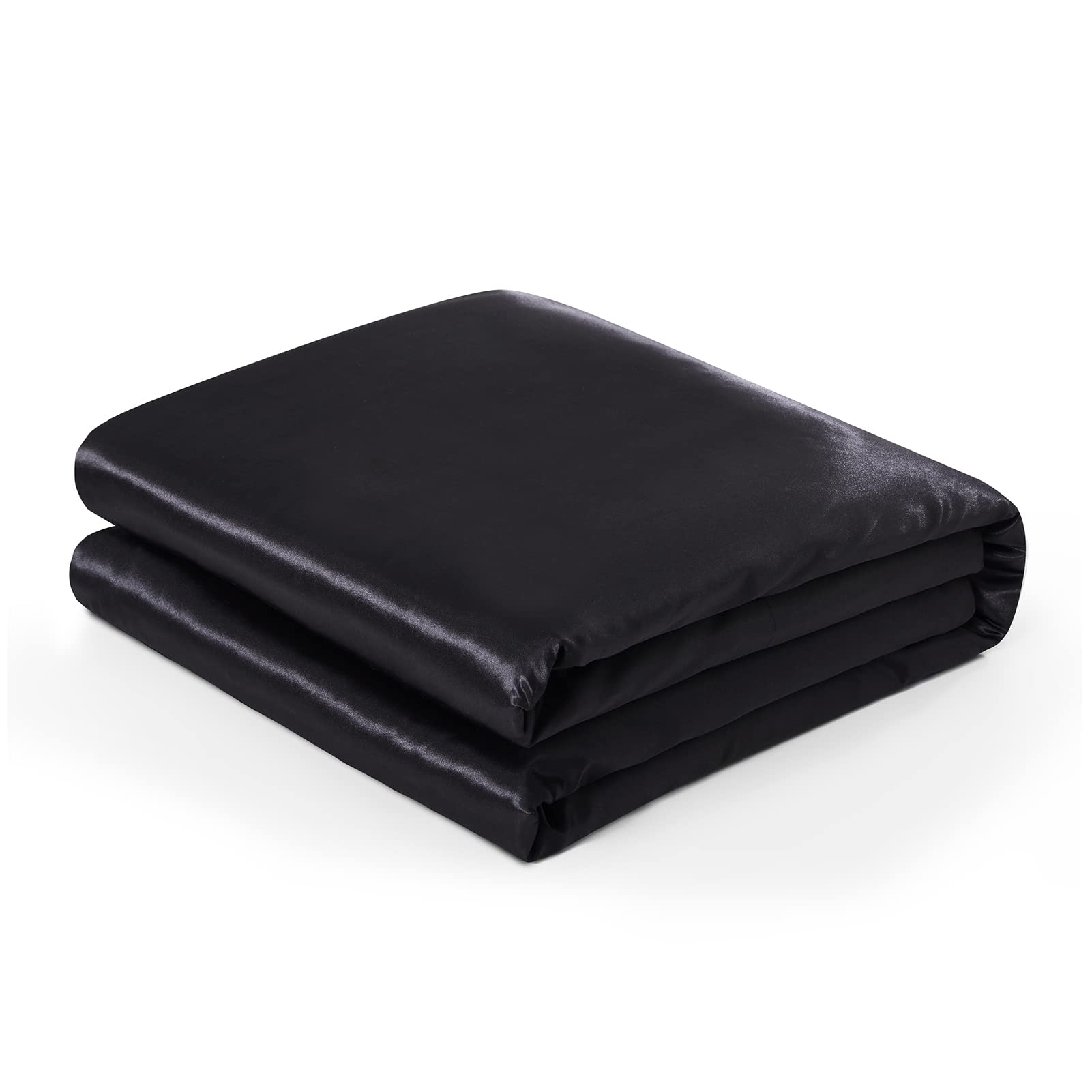 Lanest Housing Silk Throw Blanket - Black Cooling Packable Satin Blanket for Couch, Bed, Camping, Outdoor, Travel, Car - Super Soft Lightweight Cozy Blanket(50'' x 60'', Black)