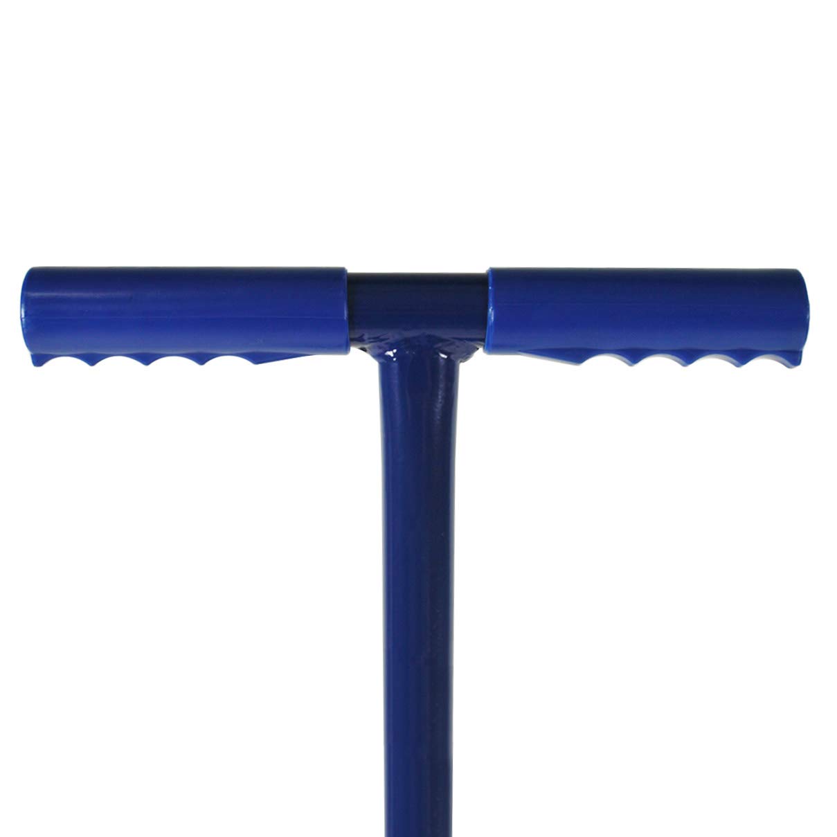 HELO Erdstampfer Betonstampfer aus Stahl 12 kg mit 2-Hand T-Griff, Handstampfer zum Verdichten mit 21x21 cm großer und 30 mm starker Grundplatte, Höhe: 80 cm, Gewicht: 12 kg, Farbe: Blau