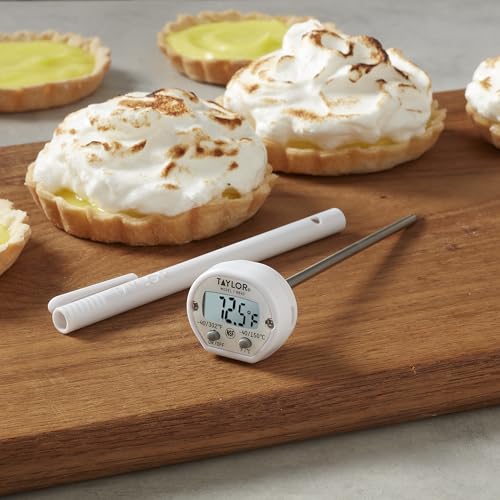 Image of Taylor Instant Read Digital Meat Thermometer for Grill, BBQ & Kitchen, NSF Approved, Fast Internal Temperature Readings, F /C Switchable Display, Battery Included, Pocket Sleeve Clip, White