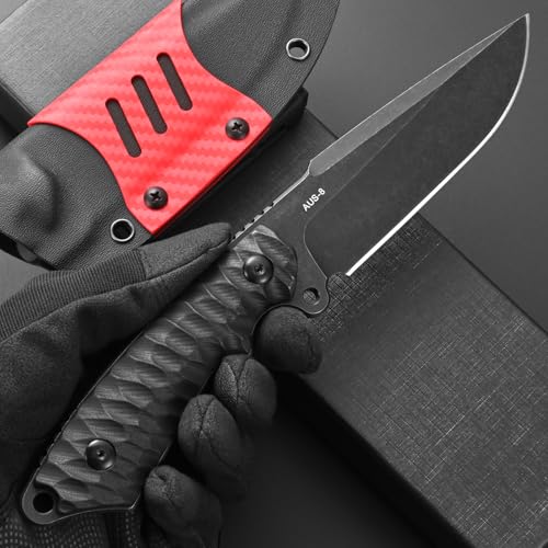 Eafengrow EF162 Fixed Blade Knife AUS-8 Steel Blade G10 Handle Full Tang Compact EDC Tool Fix Knifes for Outdoor Camping Survival(Black) by Eafengrow - Used condition - Image 6