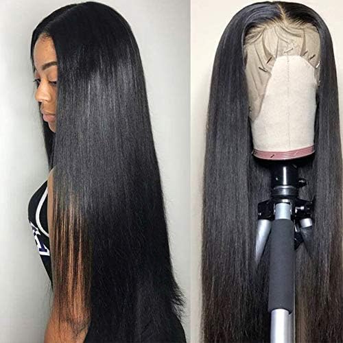 Subella 9A Straight Lace Front Wigs Human Hair 150% Density Brazilian Human Hair Wig with Baby Hair Pre Plucked Natural Hairline Wigs for Black Women (10inch)
