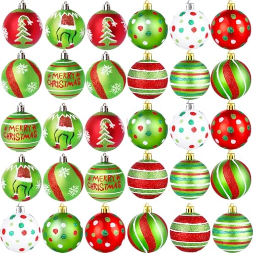 30 Stück 10 Designs Weihnachtskugeln Weihnachtsdeko Set,60mm...