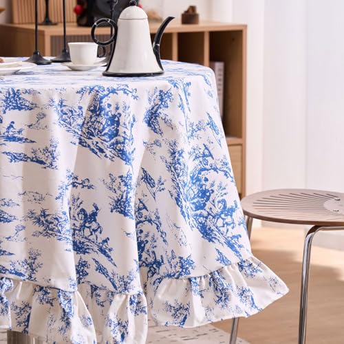 Nappe ronde imprimé floral coton et lin, solution table de fête - 5