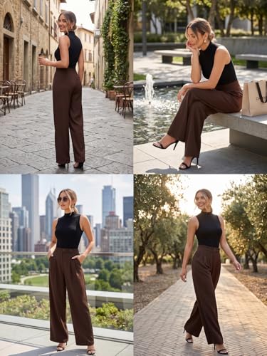 Image of GRECIILOOKS Trousers for Woman | Womens High Rise High Waist Flared Korean Style | Formal Pant for Women Office Wear| Track Pants for Womans Elegant for College & Events (Available in Plus Size)